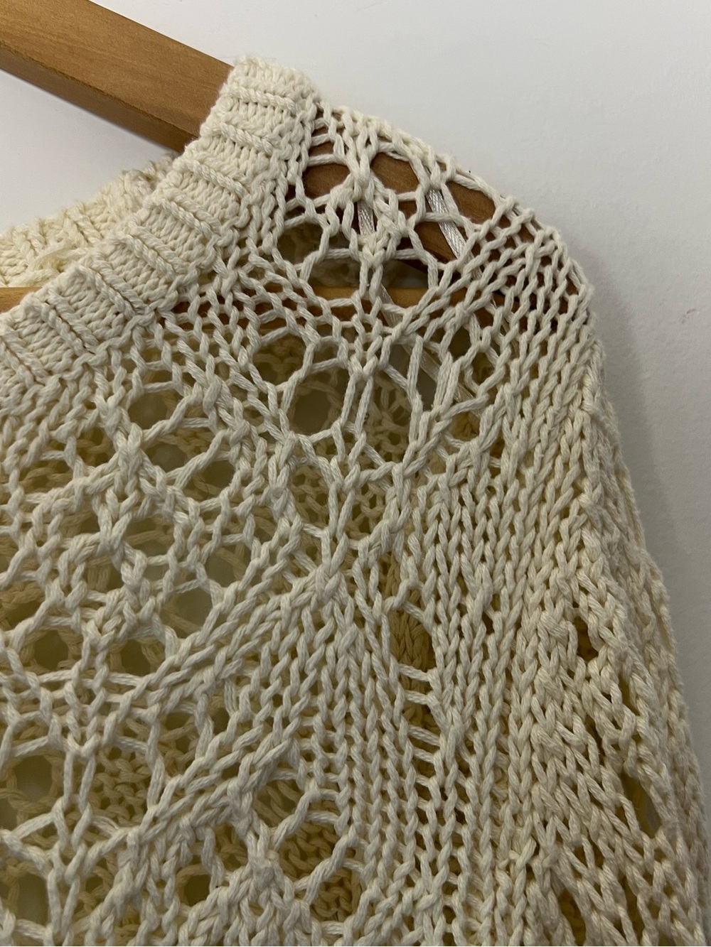Aeropostale Cream Openwork Crochet Pullover Knit Sweater Boho Beachy Festival - Picture 9 of 14